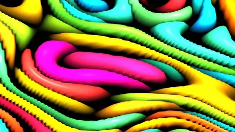 3d rendering, holographic foil, liquid surface, psychedelic Video stock 136902268