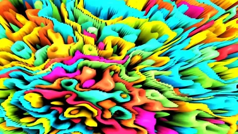 3d rendering, holographic foil, liquid surface, psychedelic Stock Footage 136952548