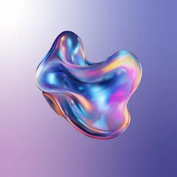 3D rendering holographic gradient shape. Stock Illustration