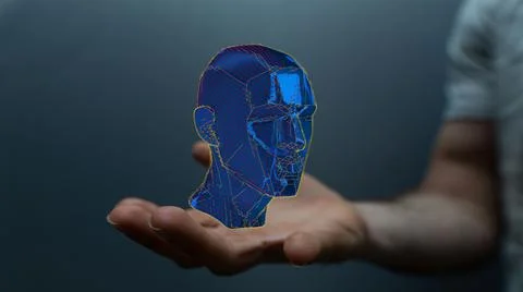 3D rendering of holographic human head, concept for Artificial intelligence 스톡 사진