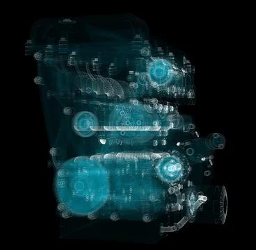 3D rendering, Holographic Particle engine Stock Illustration