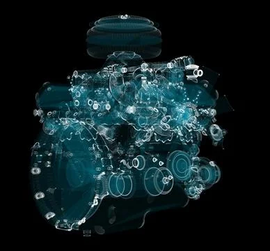 3D rendering, Holographic Particle engine Stock Illustration