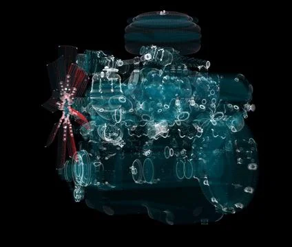 3D rendering, Holographic Particle engine Stock Illustration