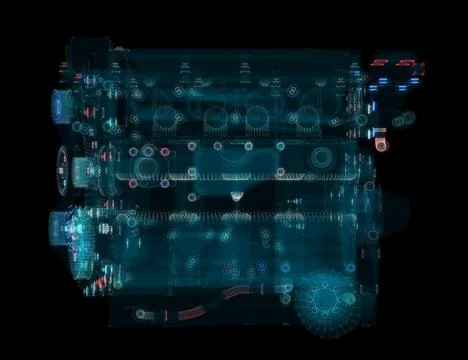 3D rendering, Holographic Particle engine Stock Illustration