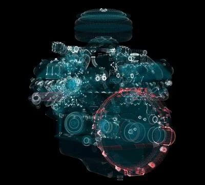 3D rendering, Holographic Particle engine Stock Illustration