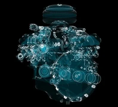 3D rendering, Holographic Particle engine Stock Illustration