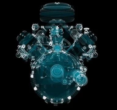 3D rendering, Holographic Particle engine Stock Illustration