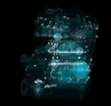 3D rendering, Holographic Particle engine Stock Illustration