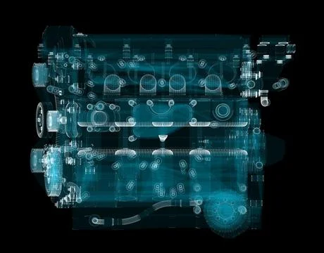 3D rendering, Holographic Particle engine Stock Illustration