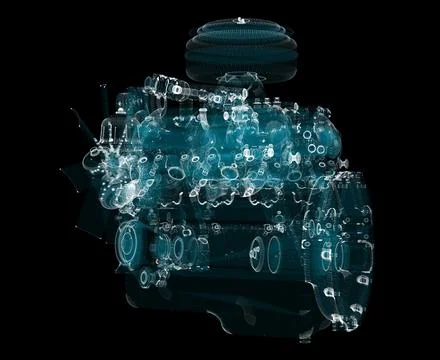 3D rendering, Holographic Particle engine Stock Illustration