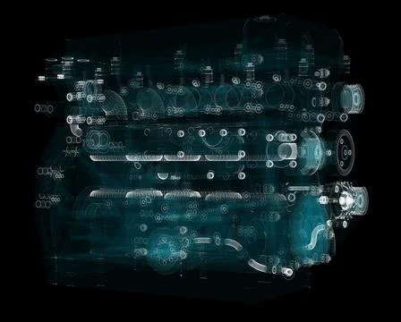 3D rendering, Holographic Particle engine Stock Illustration