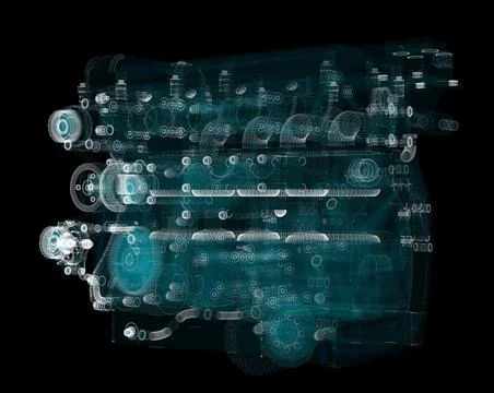 3D rendering, Holographic Particle engine Stock Illustration
