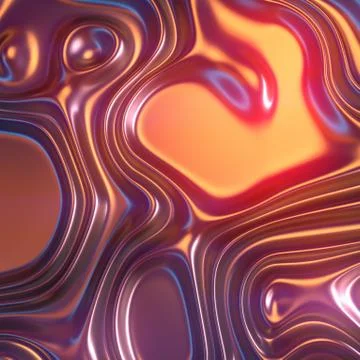 3d rendering holographic waves pattern. Futuristic abstract rainbow cover Stock Illustration