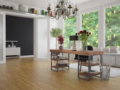 3d rendering of home office Illustrazione stock