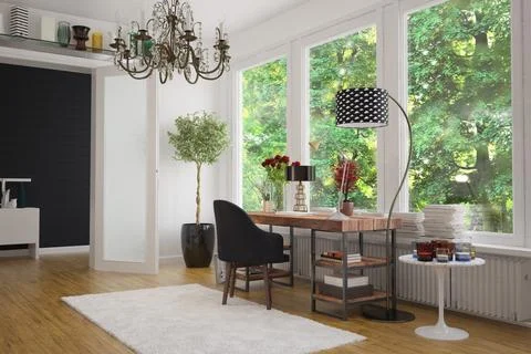 3d rendering of home office Illustrazione stock