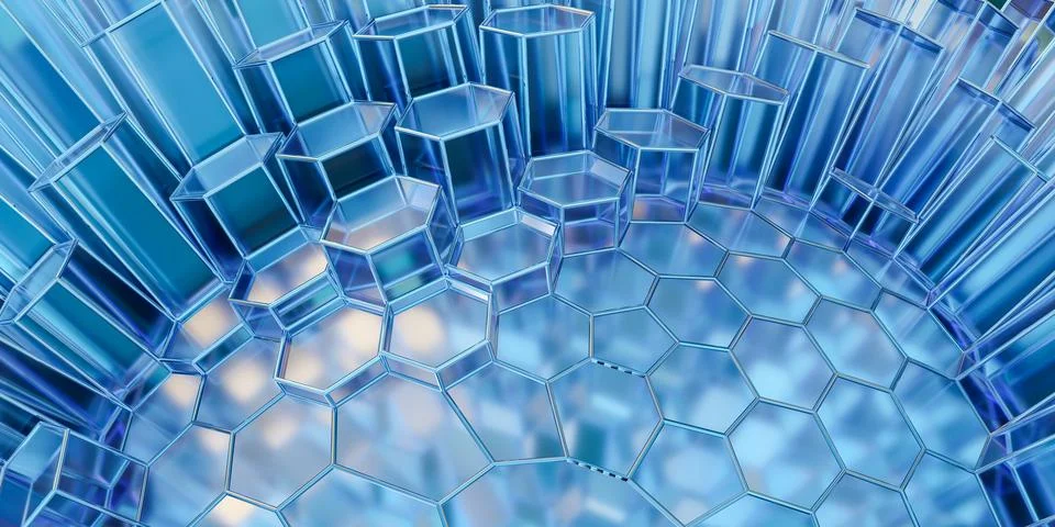 3d rendering of honeycomb protective shield or global data structure, futuris イラスト素材