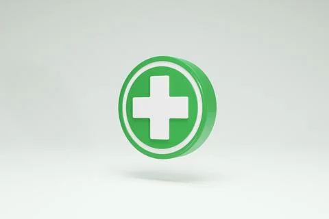 3D Rendering Hospital Care Plus  Icon Symbols Green Side Stock Illustration