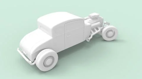 3d rendering of a hot rod isolated in a colored studio background Ilustración de archivo