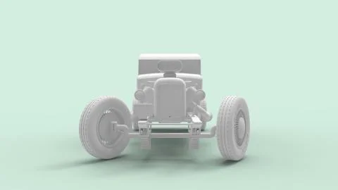 3d rendering of a hot rod isolated in a colored studio background Ilustración de archivo