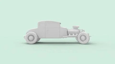 3d rendering of a hot rod isolated in a colored studio background Ilustración de archivo