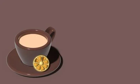 3d rendering hot tea. 3d render of tea on mug. Realistic 3d glass tea cup Stock Illustration