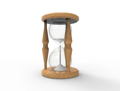 3D rendering of an hour glass isolated on white bacgkround. Illustrazione stock