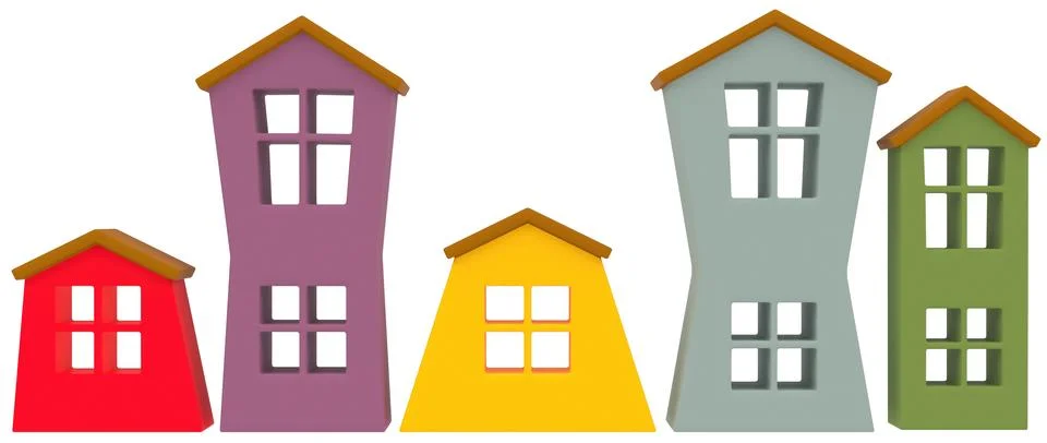 3D rendering of houses on a light background. Stock Illustration