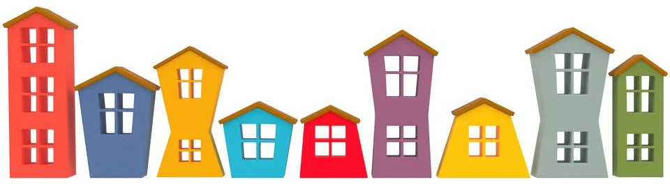 3D rendering of houses on a light background. Stock Illustration
