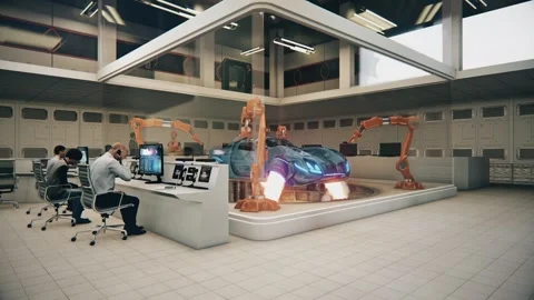 3D Rendering Hover Car In Laboratoy Stock Footage 117967248