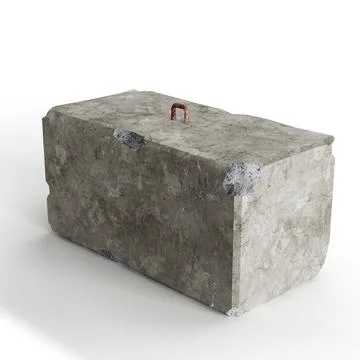 3D rendering of a huge concrete block model isolated on a white background 스톡 사진