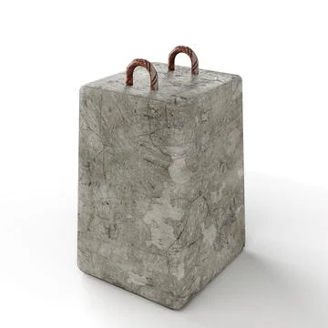 3D rendering of a huge concrete block model isolated on a white background 스톡 사진