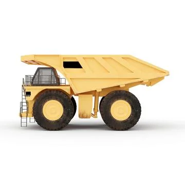 3D rendering of huge empty mining dump truck isolated on white background Stock Illustration
