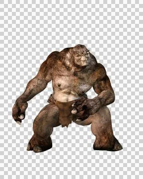 3D rendering of a huge fantasy troll fairytale character isolated on transpar Stock Illustration