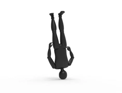 3d rendering of a human dummy upside down isolated in white studio background Ilustração Stock