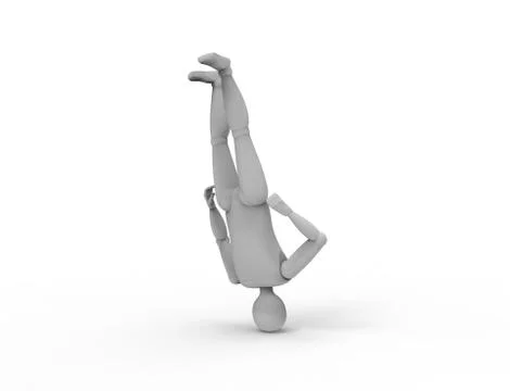 3d rendering of a human dummy upside down isolated in white studio background Ilustração Stock