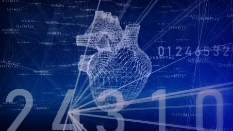 3d rendering of a human heart which consists of points and lines. Modern Comp Stock-Illustration