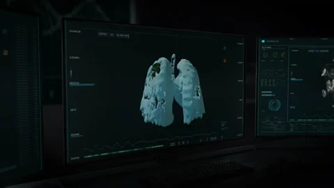 3D Rendering the human lungs. Identifying the Covid-19 Pneumonia inside. Stock Footage 148784098