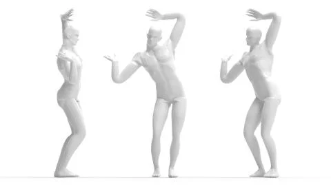 3D rendering of a human person dancing crazy computer generated model Illustrazione stock