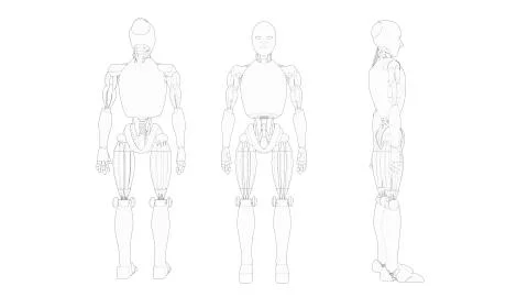 3D rendering of a human robot isolated in white studio background Stock Illustration