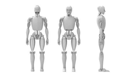 3D rendering of a human robot isolated in white studio background Stock Illustration