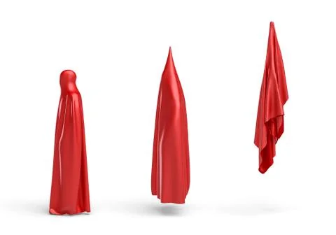 3d rendering of a human silhouette covered by red cloth shown in 3 stages Stock Illustration