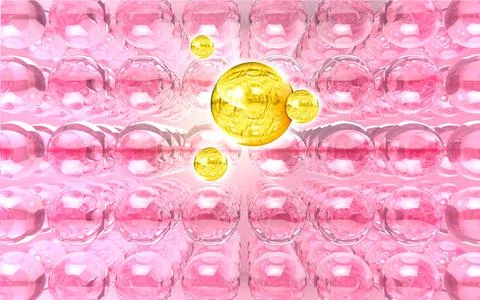 3d rendering of human skin cells with serum treatment. Transparent close up 스톡 일러스트