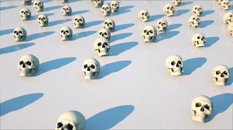 3D rendering of human skulls with shadows on the surface イラスト素材