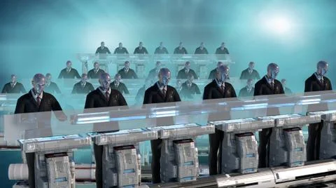 3d rendering humanoid robots working Stock-Illustration