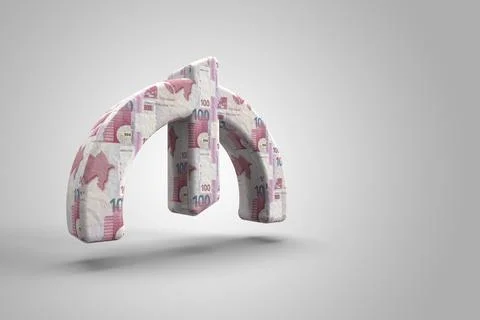 3D rendering hundred banknote material Azerbaijan currency manat on a white i Stock Illustration