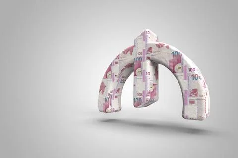 3D rendering hundred banknote material Azerbaijan currency manat on a white i Stock Illustration
