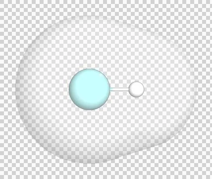 3D rendering of Hydrofluoric Acid over a transparent background. Stock Illustration