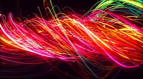 A 3D rendering of hyper-realistic fiber optic cables with smooth wavy pattern Ilustración de archivo