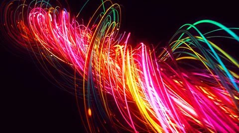 A 3D rendering of hyper-realistic fiber optic cables with smooth wavy pattern Stock Illustration