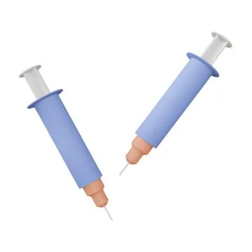 3d rendering of hypodermic syringe, 3d icons, pastel minimal cartoon style  i Stock Illustration